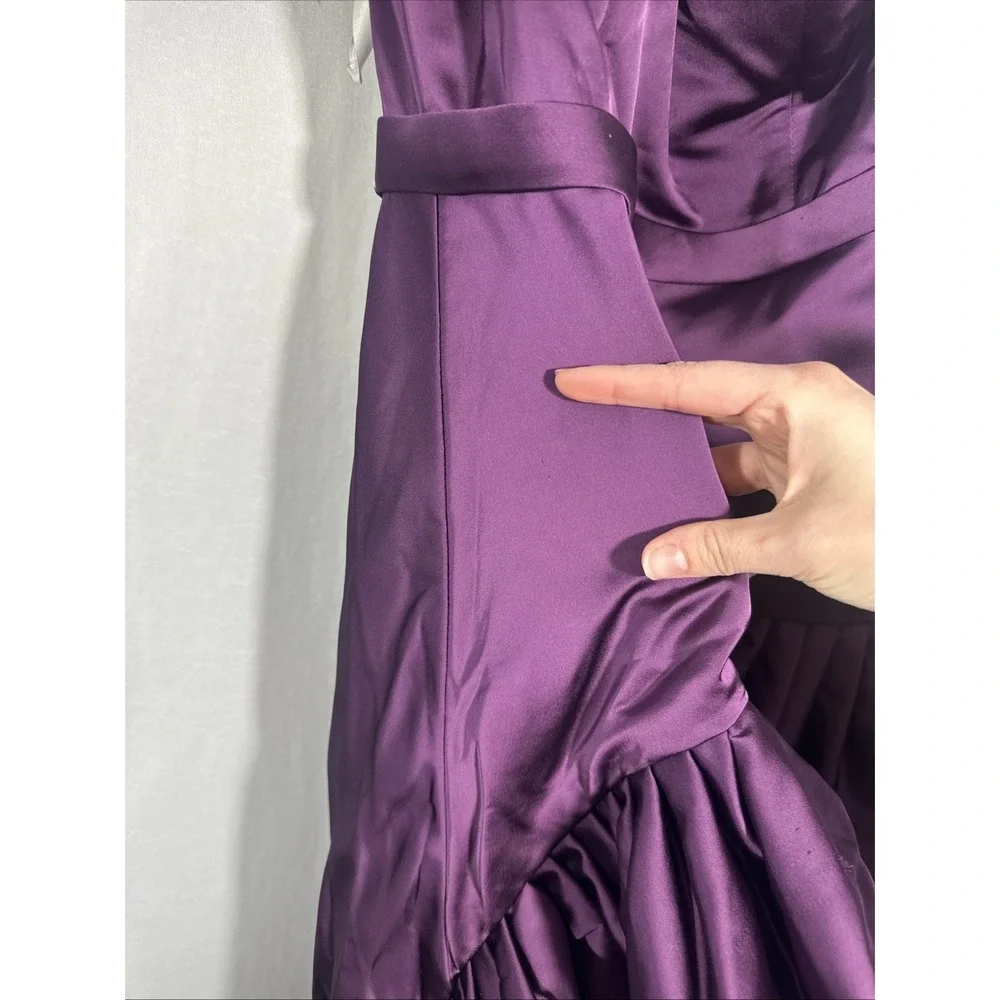 NWD Mac Duggal‎ [  6 ] 20702 High Low Gown with Statement Bow Aubergine S1888 - Picture 13 of 16